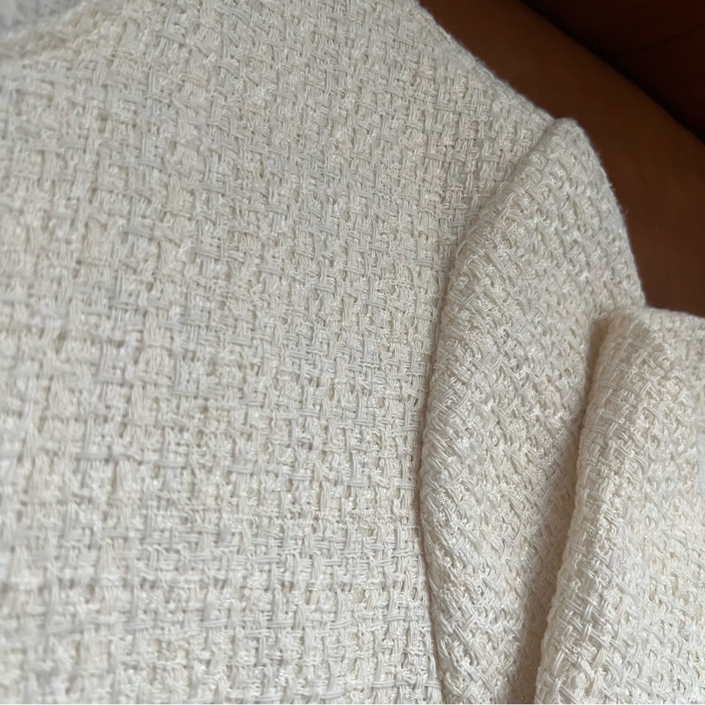Zara L Maxi Off White Ivory Textured Weave Tweed Fringe Dress Blogger favorite - Picture 13 of 16